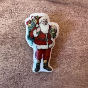 Spode Porcelain Santa Clause Brooch Vintage 90s Classic Collectible